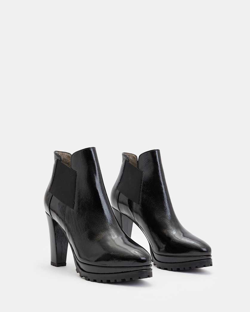 Sarris Patent Leather Block Heel Boots