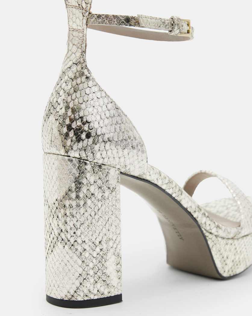 Zig Snake Leather Platform Heel Sandal