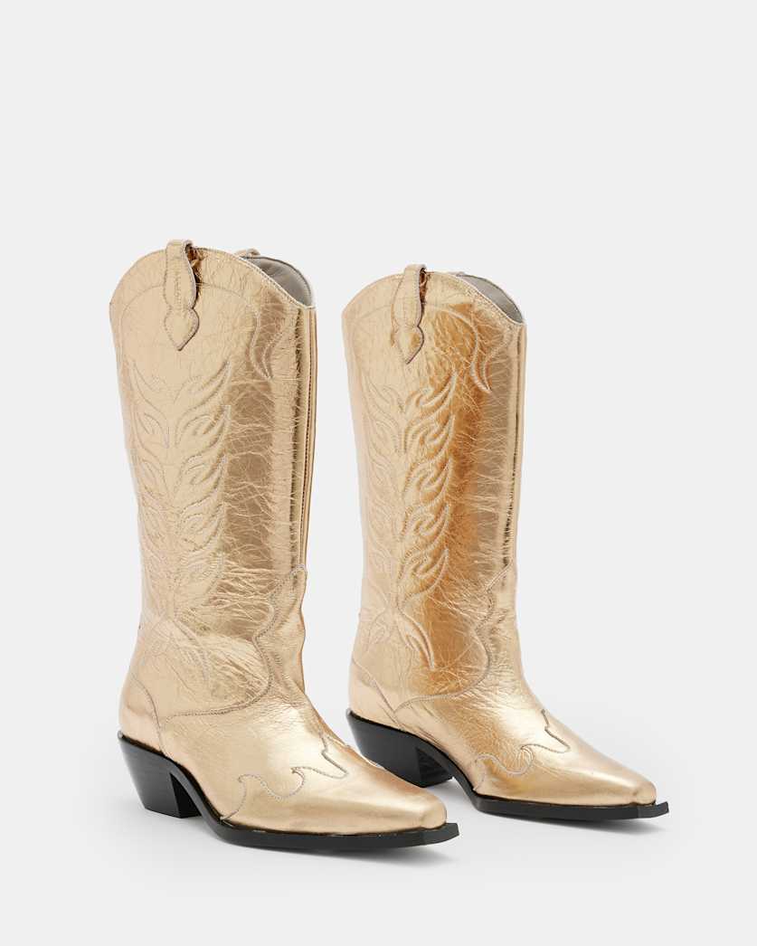 Dolly Metallic Leather Western Boots