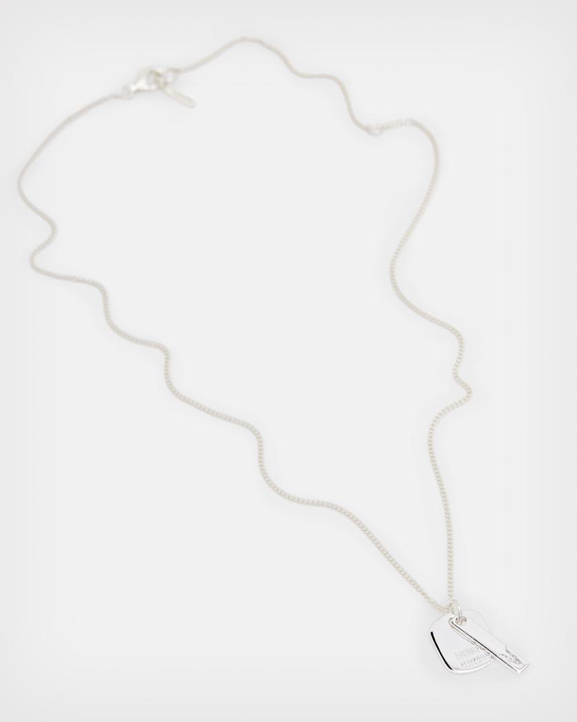 Logo Tag Sterling Silver Charm Necklace