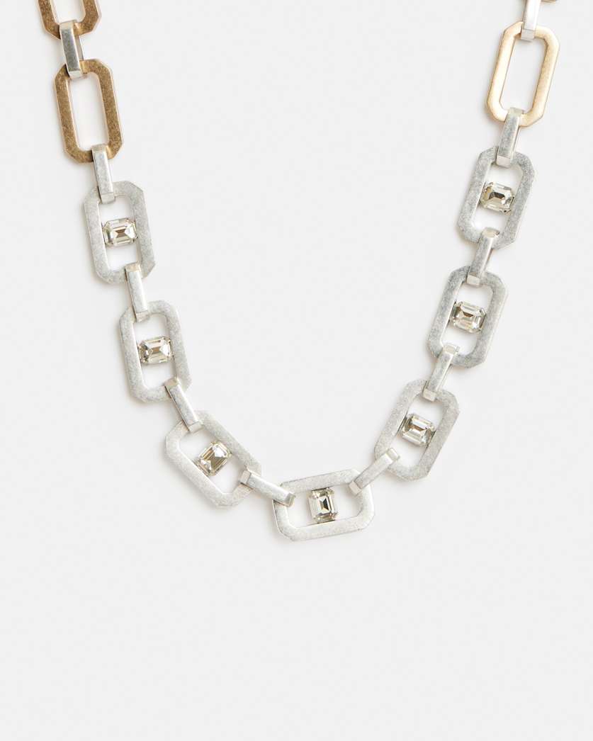 Estela Gold Silver Hexagon Link Necklace