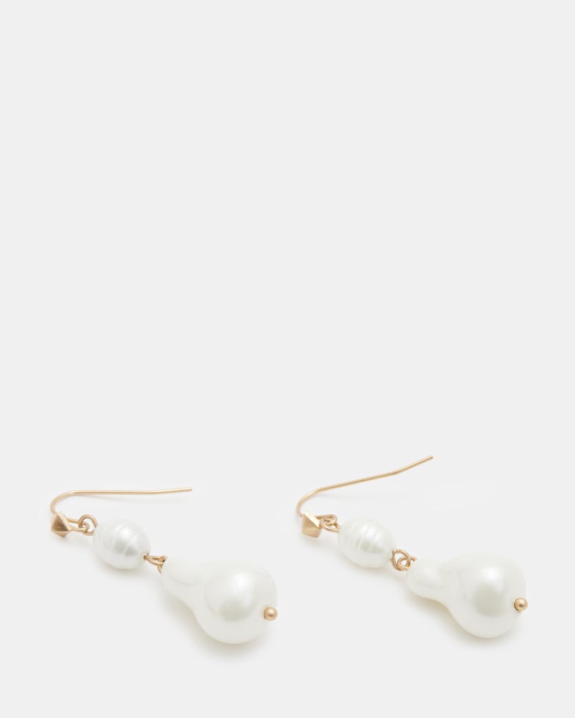 Shelby Pearl Pendant Gold Tone Earrings