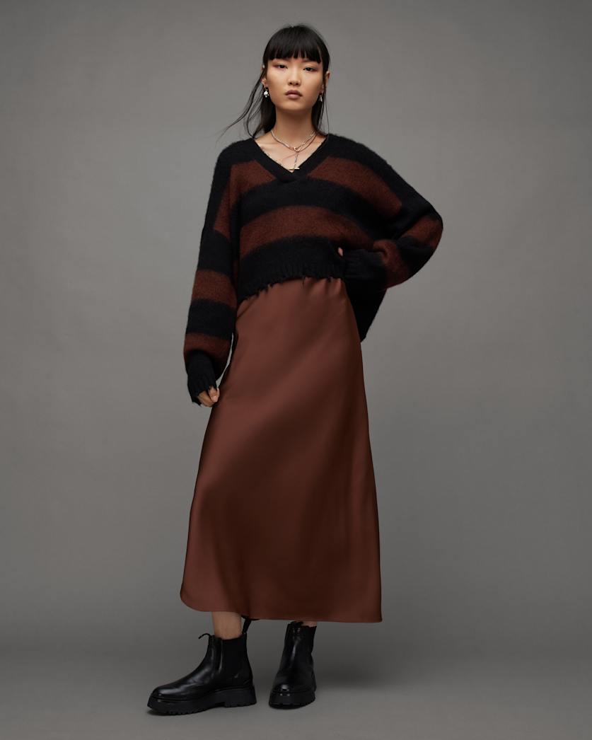 Lou Striped Cropped V-Neck Jumper