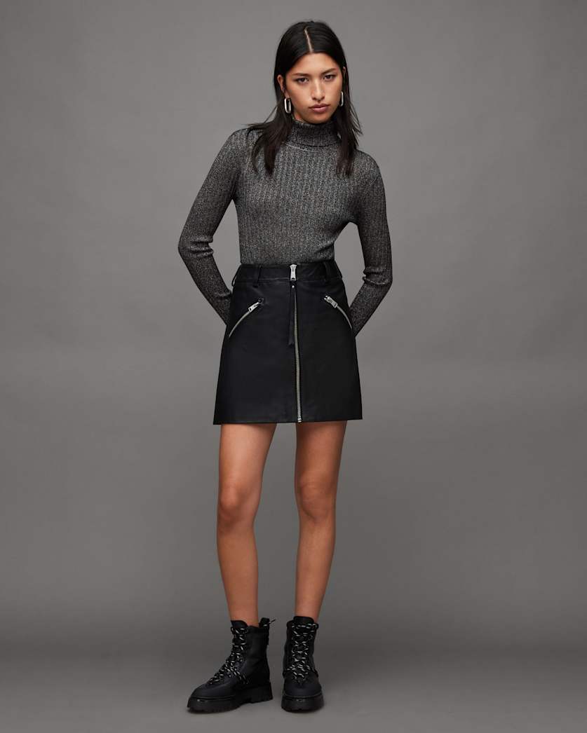 Juliette Roll Neck Slim Metallic Jumper