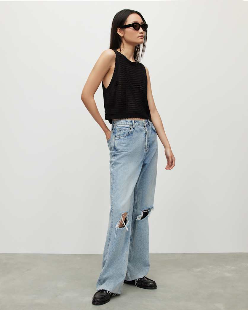 Mesh Crochet Cropped Tank Top