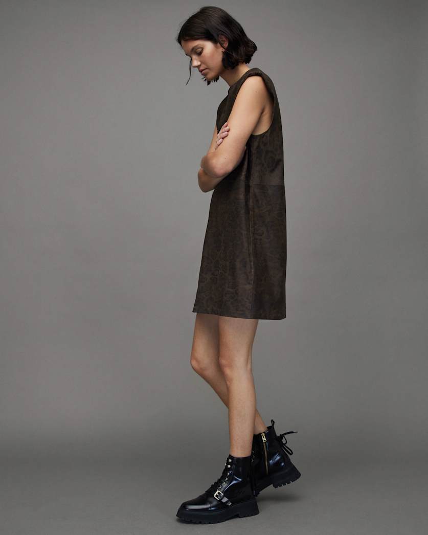 Mika Leopard Print Suede Mini Dress