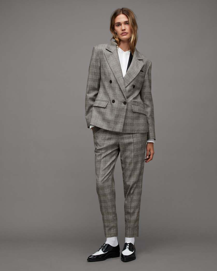 Bea Woven Checked Skinny Fit Trousers