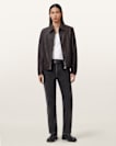 Alkan Zip Up Two Tone Leather Jacket