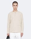 Raine Waffle-Knit Long-Sleeve Henley Top