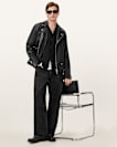Milo Asymmetric Zip Leather Biker Jacket