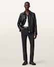 Alkan Zip Up Two Tone Leather Jacket
