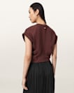 Mira Cropped Satin Drawcord T-Shirt