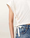Mira Cropped Satin Drawcord T-Shirt