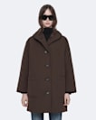 Darcie Nylon Shawl-Collar Cocoon Coat
