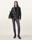 Dalby Slim Fit Leather Biker Jacket