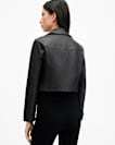Elora Cropped Slim Leather Biker Jacket