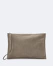 Pinked edge large leather pouch