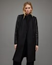 Sidney Leather Sleeve Cashmere Mix Coat