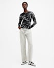 Keiko Mesh Gathered V-Neck Top