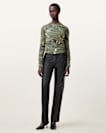 Hanako Print Mesh Wrap Top