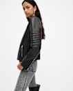 Cawley Funnel Neck Leather Biker Jacket