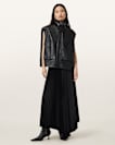 Clay Funnel Neck Leather Gilet