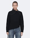Asymmetric funnel-neck wool jumper