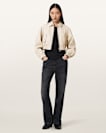 Anouk Cropped Leather Bomber Jacket