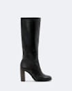 High pull on heeled boot