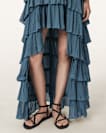Cavarly Crepe Tiered Ruffle Maxi Dress