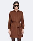 Silk-blend mini shirt dress