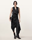 Abi Lace Trim Draped Midi Dress