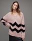 Ziggi Zig Zag Striped V-Neck Jumper