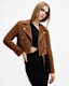 Dalby Slim Fit Cropped Suede Biker Jacket