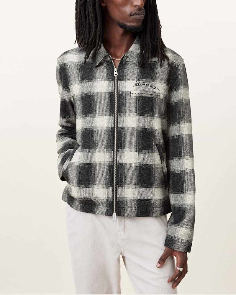 Ellis Checked Embroidered Zip Up Jacket