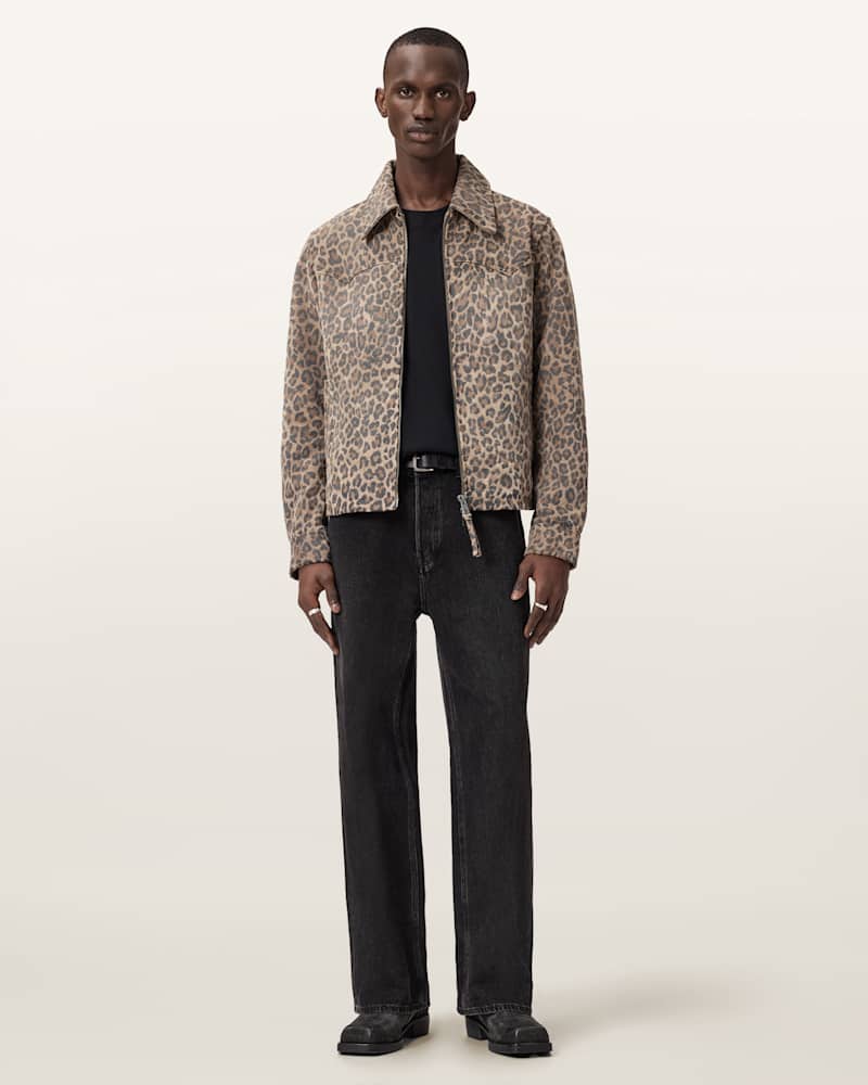 Dellcot Leopard Print Suede Jacket