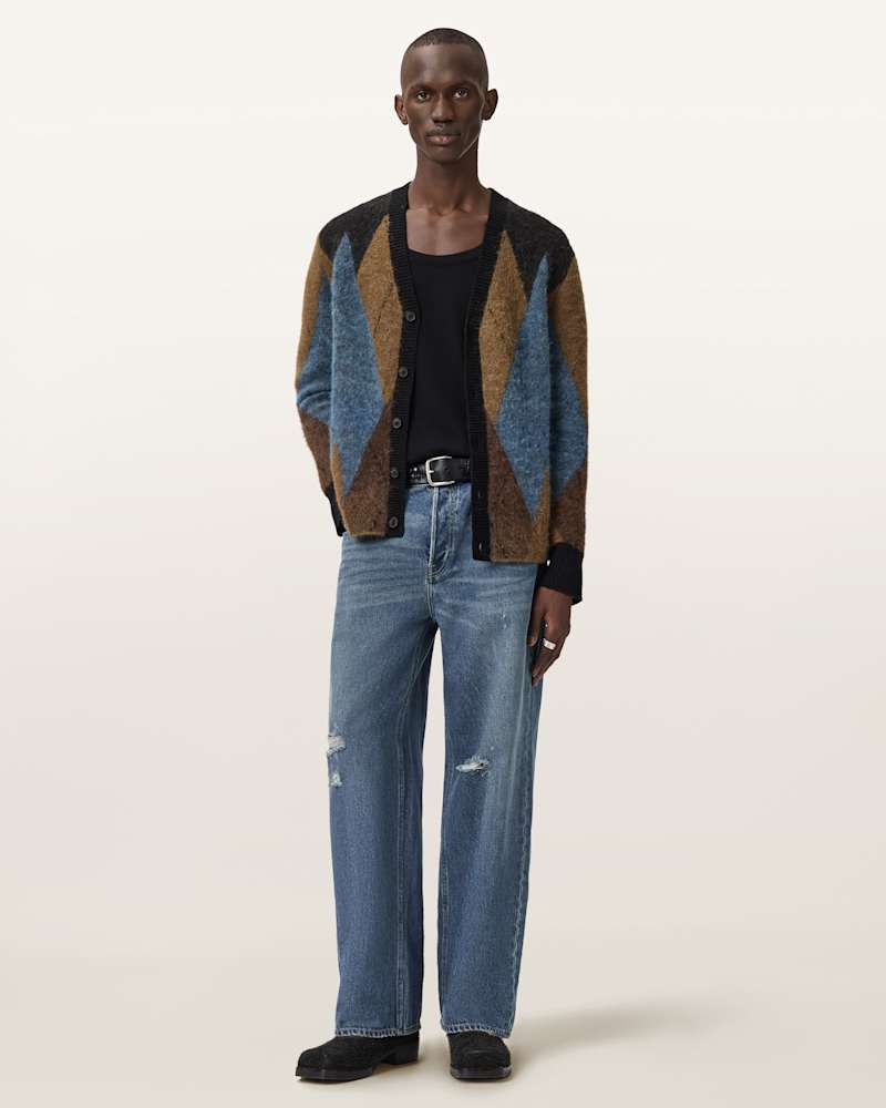 Bernie Oversized Argyle Cardigan