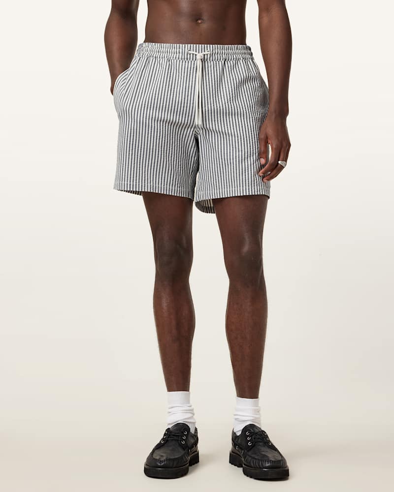 Warden Striped Seersucker Swim Shorts