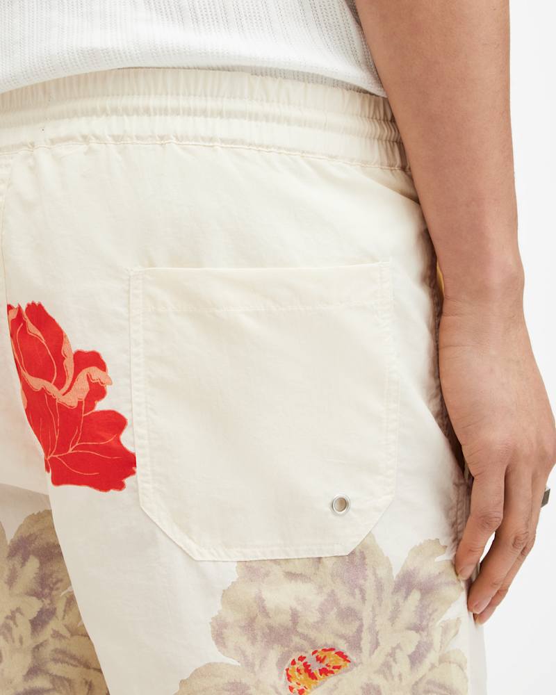 Roze Slim Floral Print Swim Shorts