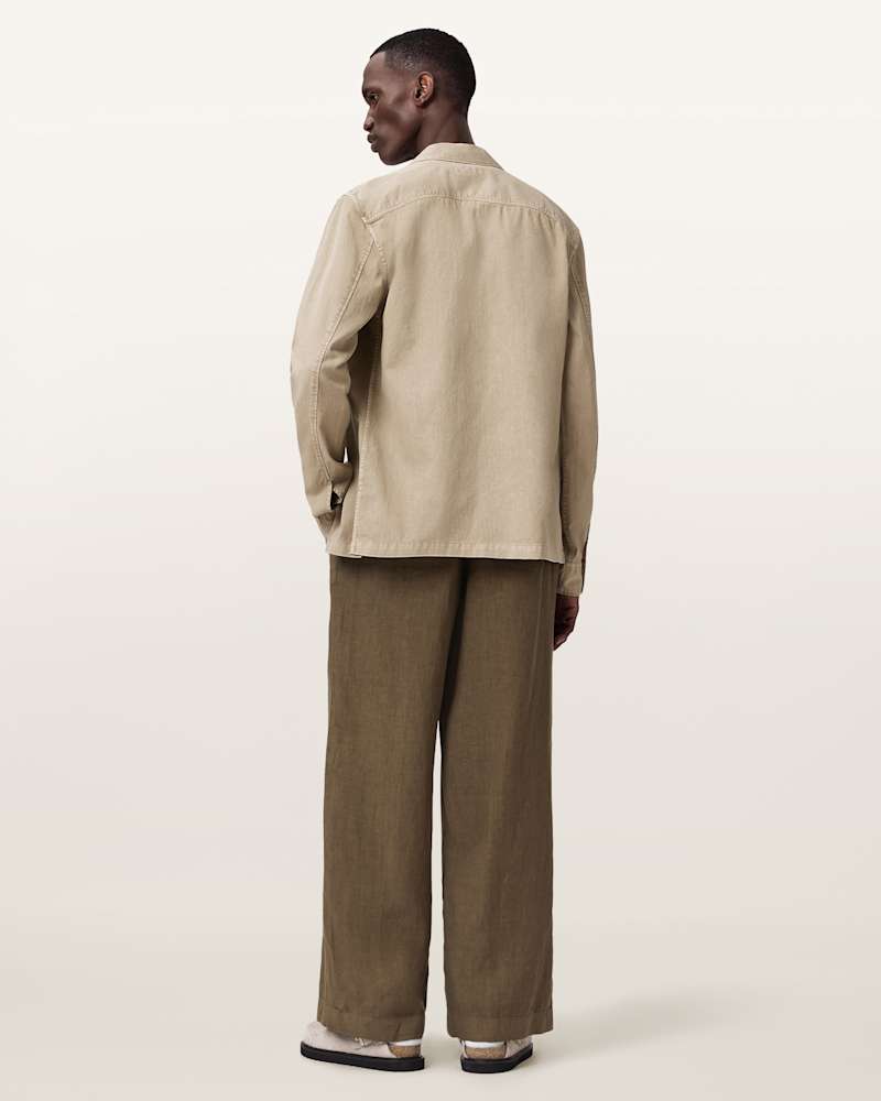 Sharp Straight Leg Linen Trousers