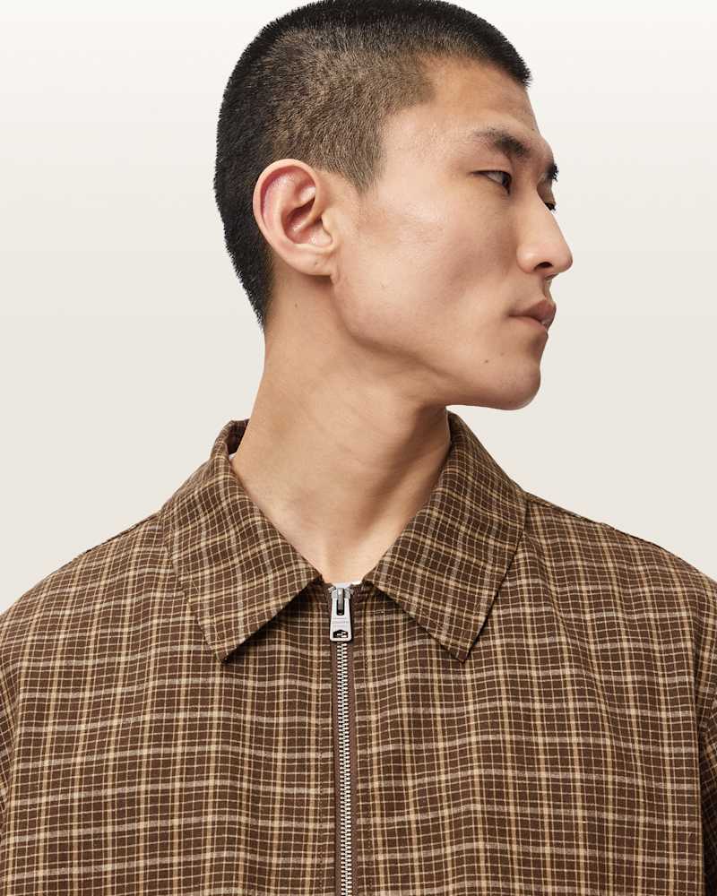 Lakeshaw Relaxed Fit Linen Blend Check Jacket