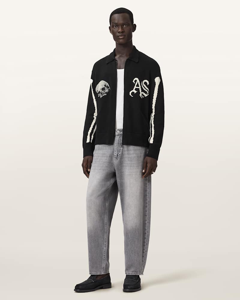Adrian Zip Up Embroided Knitted Cardigan