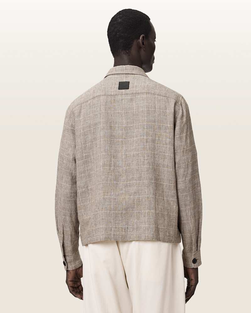 Keal Linen Blend Embroidered Check Jacket