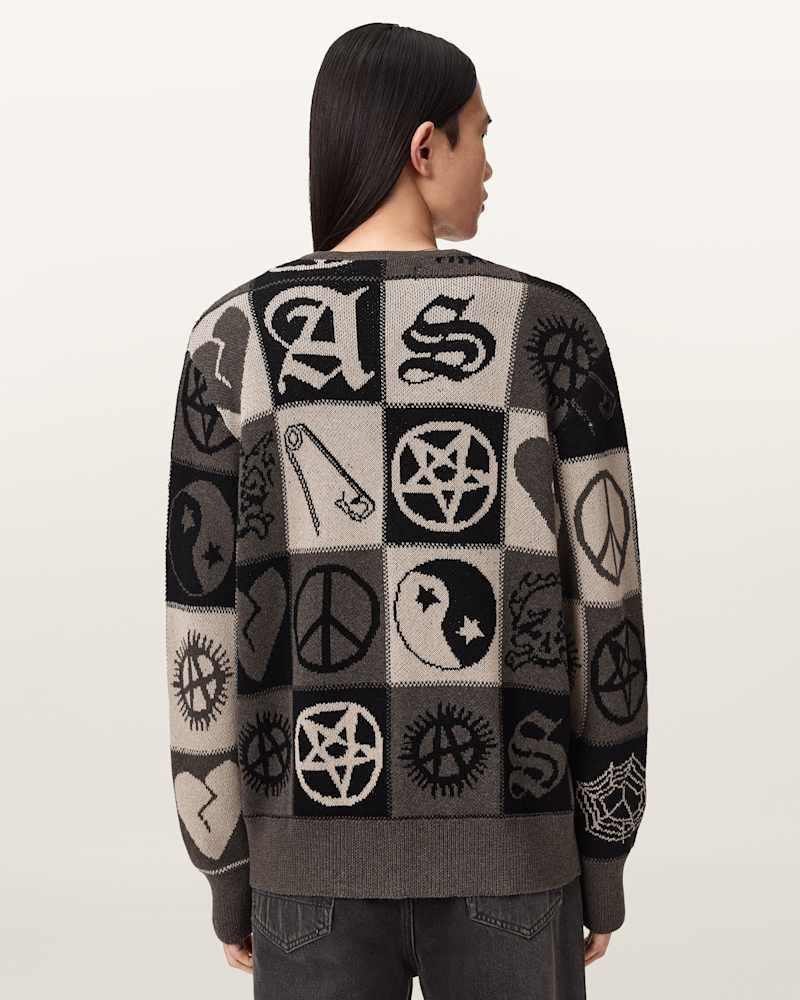 Barker Jacquard Cotton Knit Cardigan