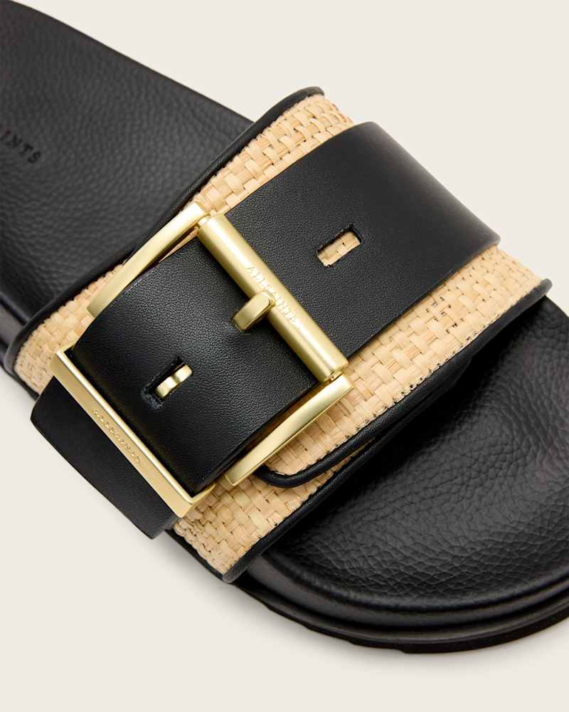 Ellie Studded Buckle Leather Sliders