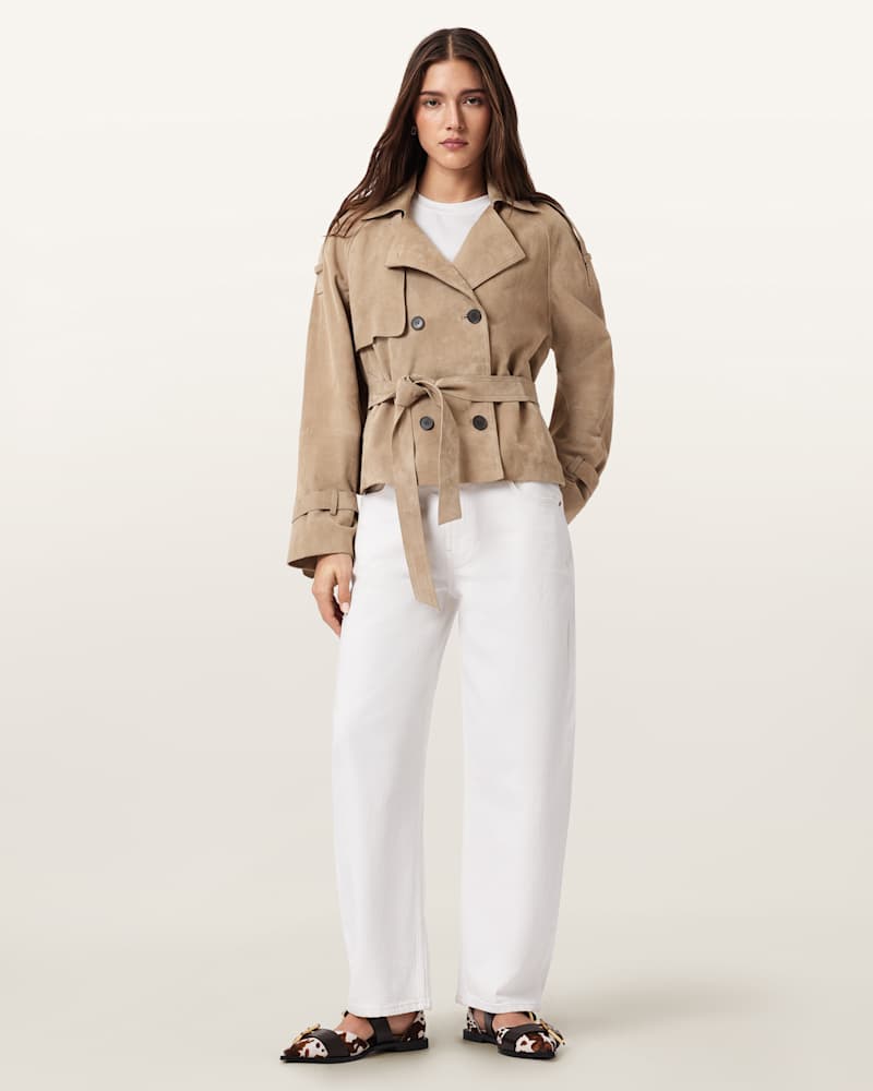 Reed Cropped Suede Trench Coat
