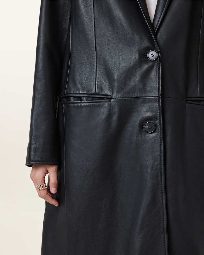 Aire Long Line Leather Coat