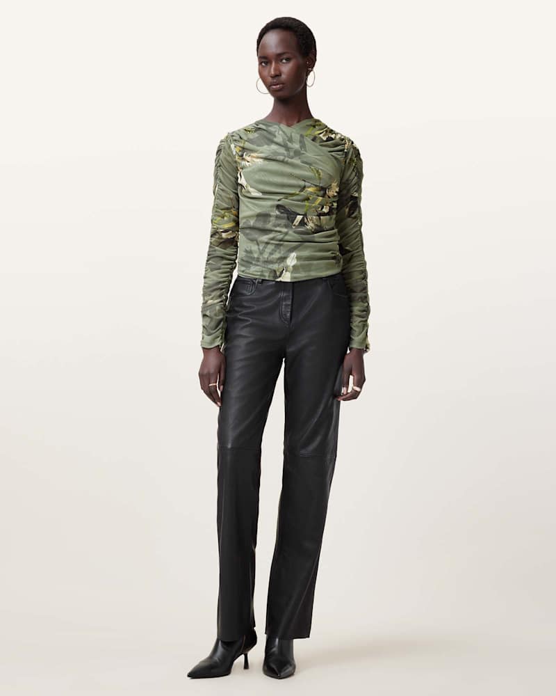 Hanako Print Mesh Wrap Top