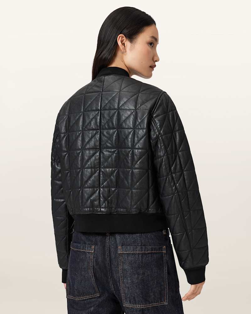 Carly Quilt Leather Bomber Jacket