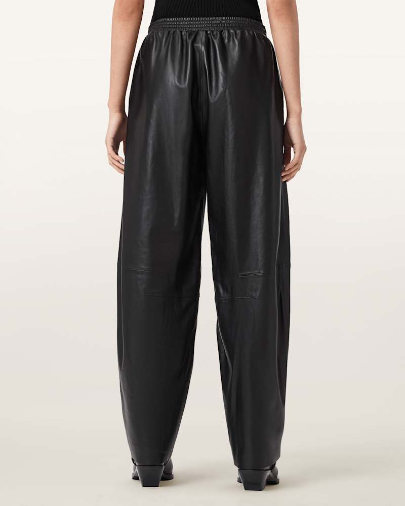 Etta Barrel Leg Leather Trousers 
